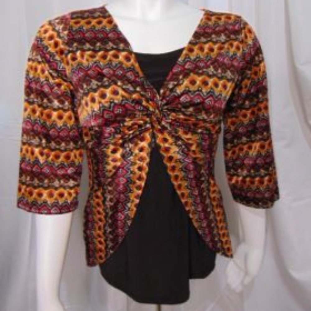 SOLO NORTE  WOMAN LAYERED BLOUSE - SIZE PL. MULTICOLOR - BROWN